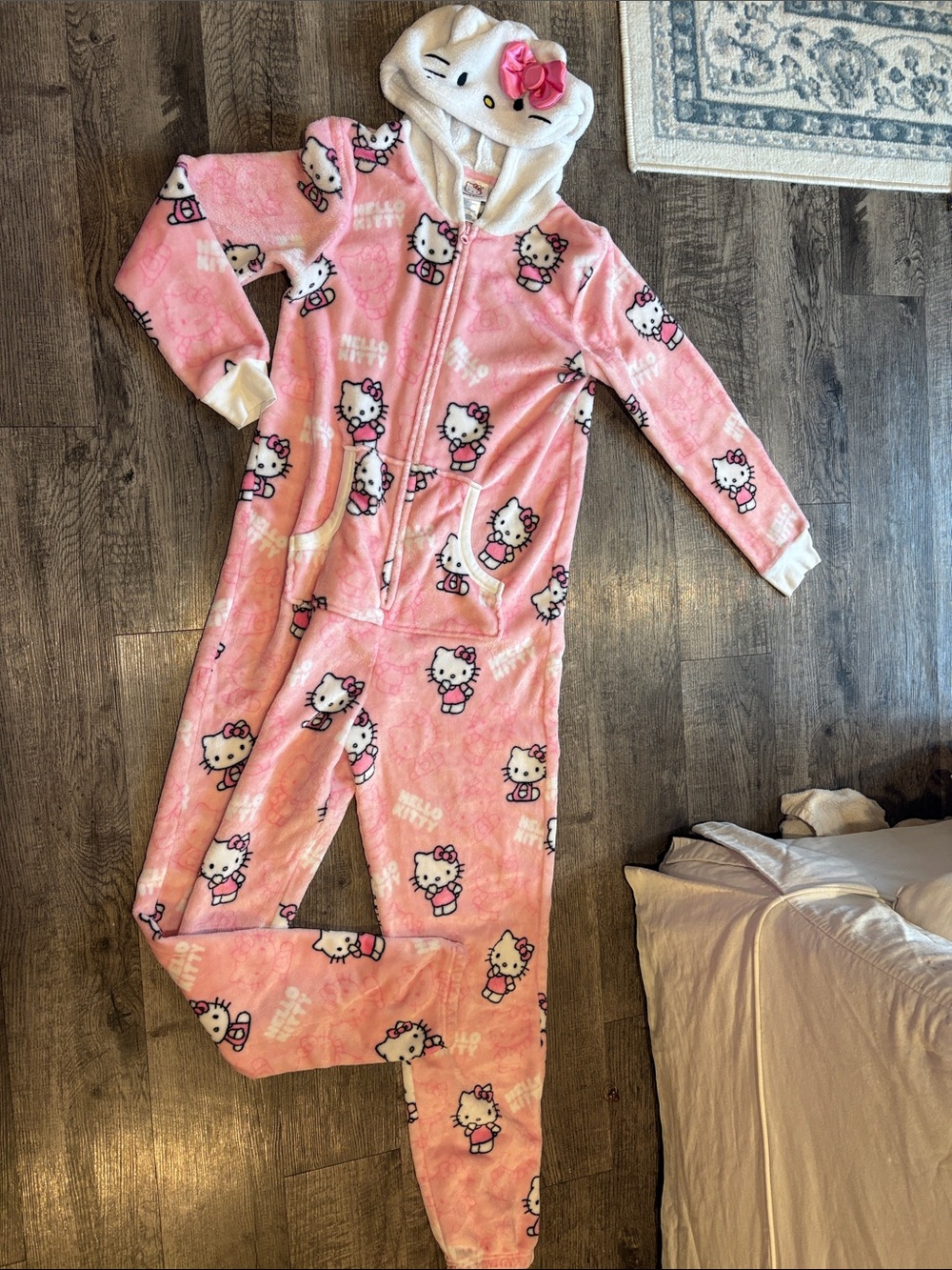 Hello Kitty Pink Hooded Fleece One-Piece